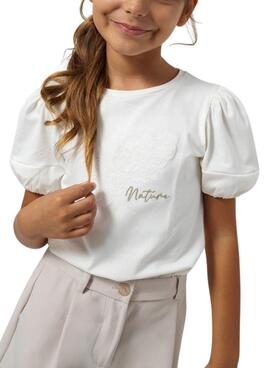 T-shirt Mayoral Applikation Beige für Mädchen