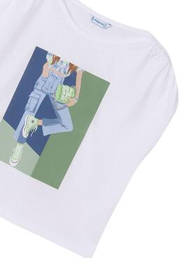 T-shirt Mayoral Graphic Print White Girl