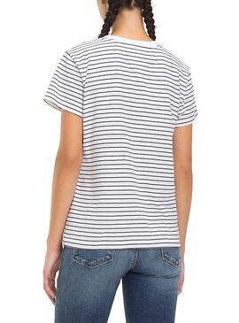 T-Shirt Tommy Jeans - Stripe Chest White Woman