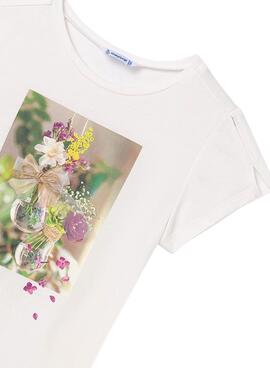 T-shirt Mayoral Blumen Weiß für Mädchen