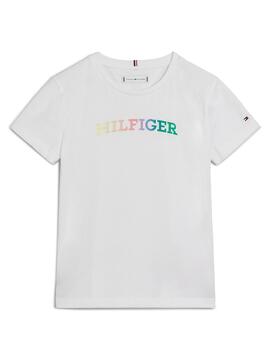 T-Shirt Tommy Hilfiger Monotype Weiß für Mädchen.