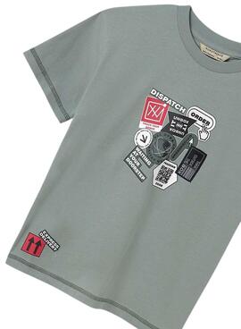 T-Shirt Mayoral Stickers Grün für Jungen