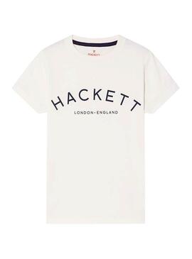 T-Shirt Hackett Logo Weiß Junge