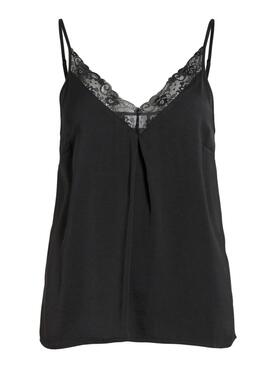 Top Vila Vicava V-Neck Lace Schwarz für Damen