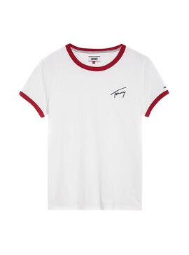 T-Shirt Tommy Jeans Signature Ringer Weiße Damen