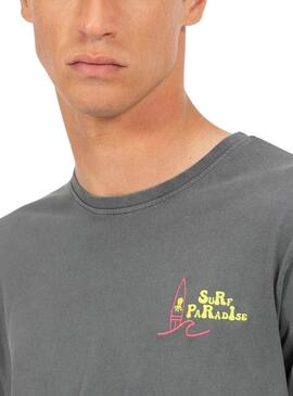 T-shirt El Pulpo Surf Paradise in Kohlegrau für Männer