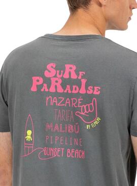 T-shirt El Pulpo Surf Paradise in Kohlegrau für Männer