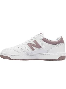 sneakers New Balance 480 weiß und rosa für Mädchen.