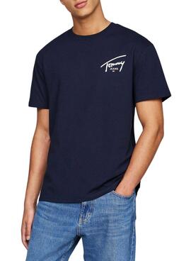 T-Shirt Tommy Jeans Signature Marine für Männer