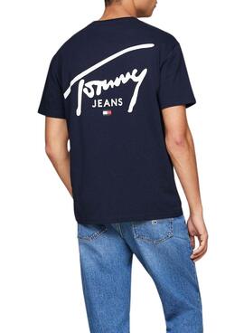 T-Shirt Tommy Jeans Signature Marine für Männer