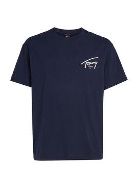 T-Shirt Tommy Jeans Signature Marine für Männer