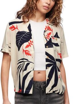 Bluse Superdry Beach Resort Beige für Damen
