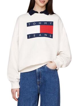 Tommy Jeans Sweatshirt Crew Flag in Weiß für Frauen