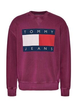 Pullover Tommy Jeans Big Flag lila für Männer