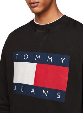 Sweatshirt Tommy Jeans Big Flag schwarz für Herren