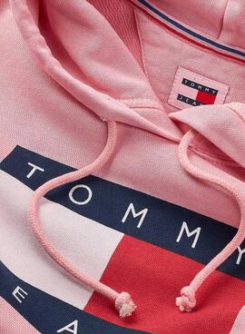 Sweatshirt Tommy Jeans Reg Flag rosa für Frauen.