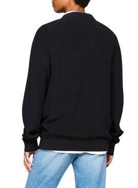 Tommy Jeans pullover mit schwarzem Intarsia-Logo für Herren.