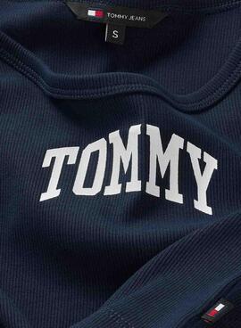 Top Tommy Jeans Varsity blau für Frauen.