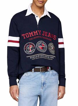 Polo Tommy Jeans Varsity in Marineblau für Herren