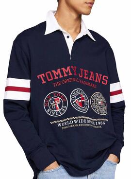 Polo Tommy Jeans Varsity in Marineblau für Herren