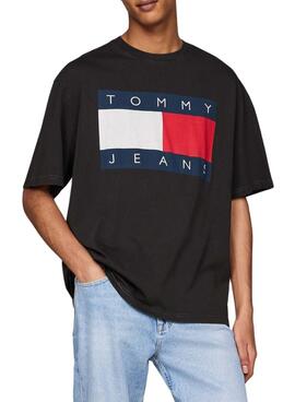 T-Shirt Tommy Jeans Big Flag Schwarz für Herren