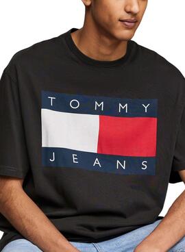 T-Shirt Tommy Jeans Big Flag Schwarz für Herren