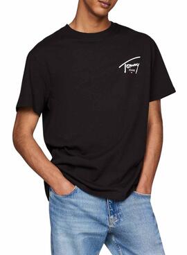 Tommy Jeans T-Shirt Reg Signature Schwarz für Herren.