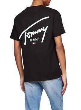 Tommy Jeans T-Shirt Reg Signature Schwarz für Herren.