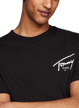 Tommy Jeans T-Shirt Reg Signature Schwarz für Herren.