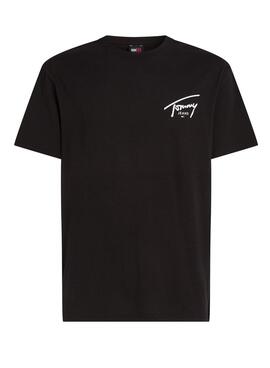 Tommy Jeans T-Shirt Reg Signature Schwarz für Herren.