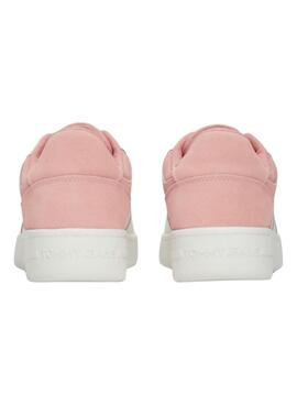 Turnschuhe Tommy Jeans Retro-Basket in Rosa und Weiß für Frauen