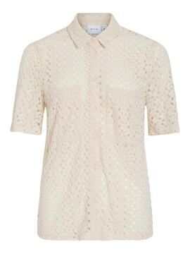 Häkelbluse Vila Vilaura beige für Damen