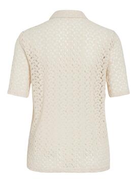 Häkelbluse Vila Vilaura beige für Damen