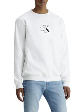 Sudadera Calvin Klein Jeans Outline Monologo weiß für Herren