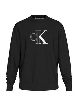 Sweatshirt Calvin Klein Jeans Outline Monologo schwarz für Männer