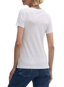 T-Shirt Calvin Klein Jeans Faded Monologo weiß für Damen.