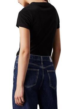 T-Shirt Calvin Klein Jeans Monolog Slim Schwarz für Frauen