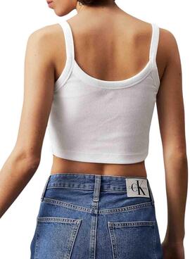 Top Calvin Klein weißes Woven Label Ripp für Frauen