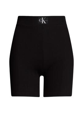 Shorts Calvin Klein Woven Label Rippstrick in Schwarz für Frauen