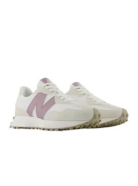 sneakers New Balance 327 in Weiß und Rosa für Frauen.