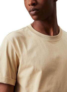 T-Shirt Calvin Klein Turn Up beige für Männer.