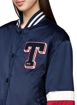 Bomberjacke Tommy Jeans Letterman in Blau für Frauen