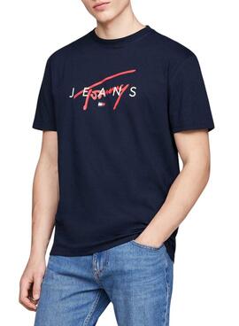 T-Shirt Tommy Jeans Signature Twist navy für Männer