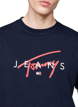 T-Shirt Tommy Jeans Signature Twist navy für Männer