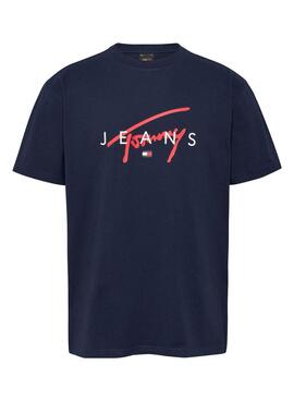 T-Shirt Tommy Jeans Signature Twist navy für Männer