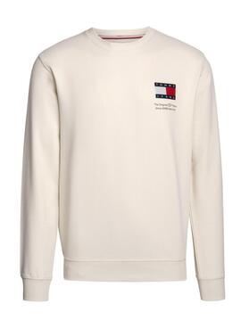 Tommy Jeans Flag Crew Sweatshirt in Beige für Männer