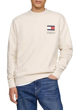 Tommy Jeans Flag Crew Sweatshirt in Beige für Männer