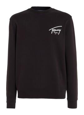 Sudadera Tommy Jeans Logo Signature Crew schwarz für Herren