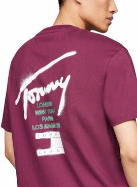 T-shirt Tommy Jeans lila Graffiti für Männer