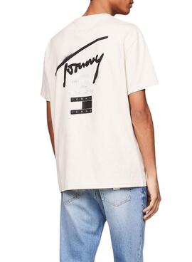 Tommy Jeans Graffiti Beige T-Shirt für Männer